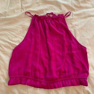 NWT Satin High Neck Cropped Halter Top